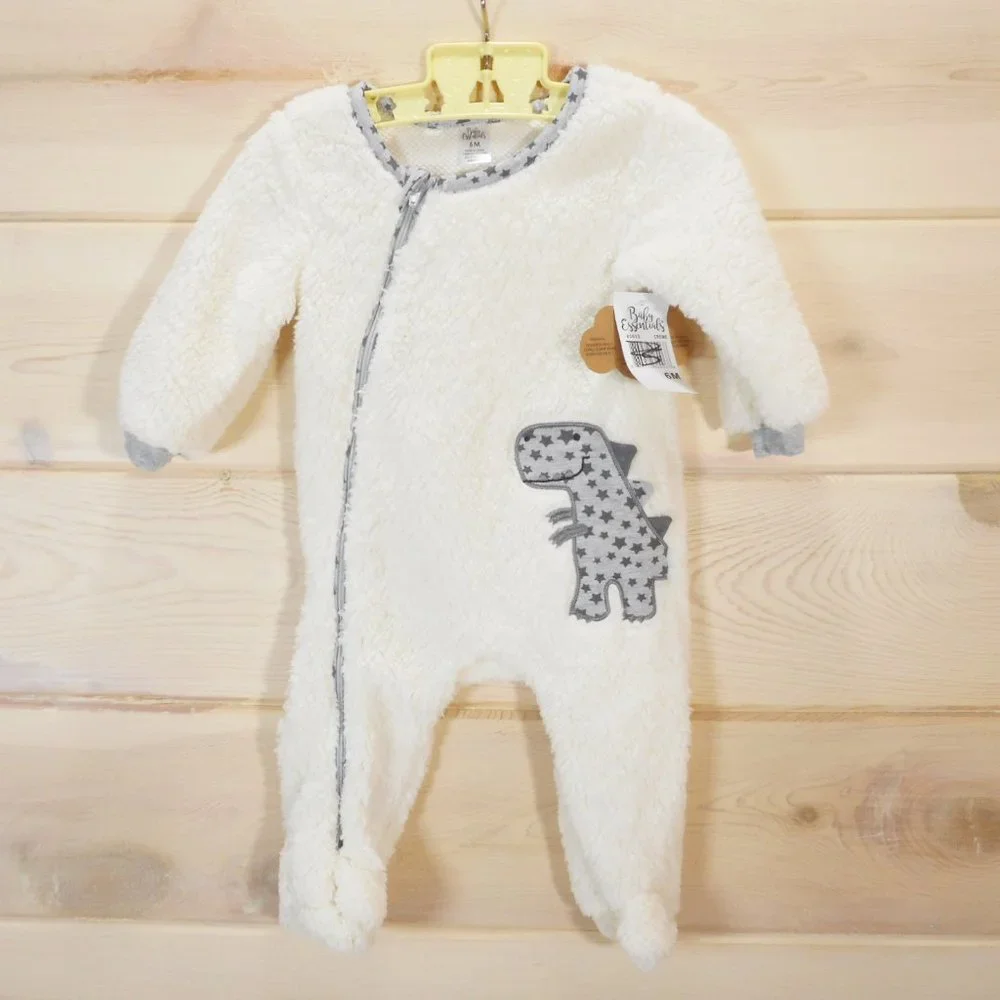 Baby Essentials 6 Months Long Sleeve Footie Sleeper Zip NEW Fleece Dinosaur NWT